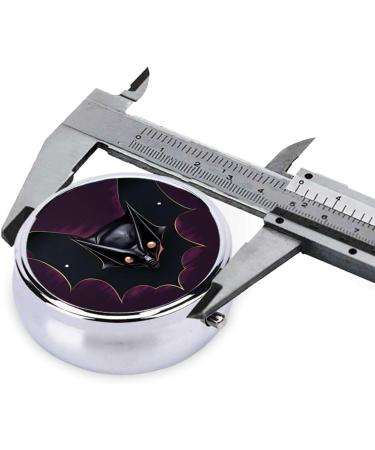Black Ghost Bat Round Pill Box | 3 Compartment Portable Organizer for Purse & Pocket | Travel & Medication Storage - Buy Online on GoSupps.com