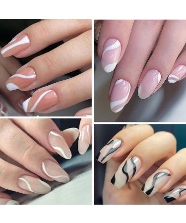 Adhesive Decals Black Blue Green DIY Manicure Wave French French Tips Nail Stickers Silver White 3D(STZ-CS063) - Buy Online on GoSupps.com