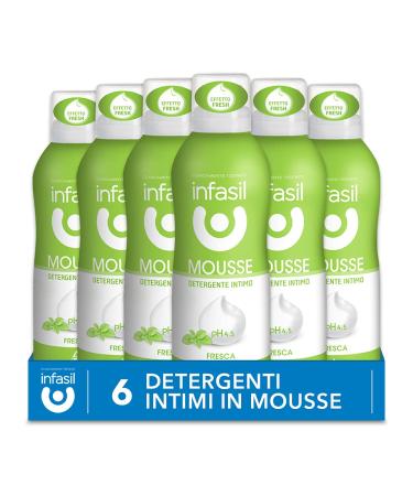 Infasil Fresh Intimate Mousse with menthol and mentyl lactate for daily intimate hygiene fresh and gentle 6 mousses of 150 ml each