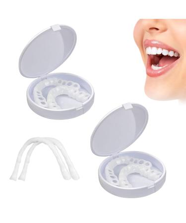 Iksvmsi's dentures of provisional teeth prostheses fake teeth false teeth for plug in cosmetic veneers teeth at the top and below for men women tooth whitening (color: 2 pairs)