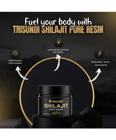 Trisundi Himalayan Shilajit Resin 50g | 100% Natural & Organic | Boosts Energy Strength & Immunity | Premium Supplement for Men & Women | No Additives - Buy Online on GoSupps.com