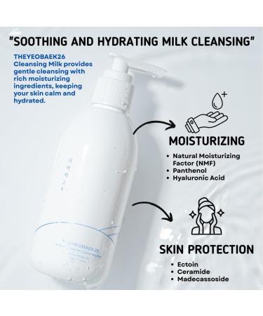 THEYEOBAEK26 Korean Cleansing Milk for Face Gentle Facial Cleanser for Dry & Sensitive Skin Hydrating Makeup Remover 6.76 Fl Oz (200ml) - Buy Online on GoSupps.com