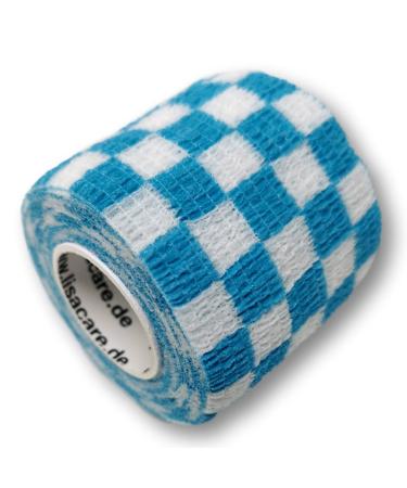 Lisacare Elastic bandages - 4 rolls 5cm wide - Vetflex adhesive association for pets & horses - cohesive self -adhering elastic - huge color & motif selection (caro blue) Karo Blau 4er set