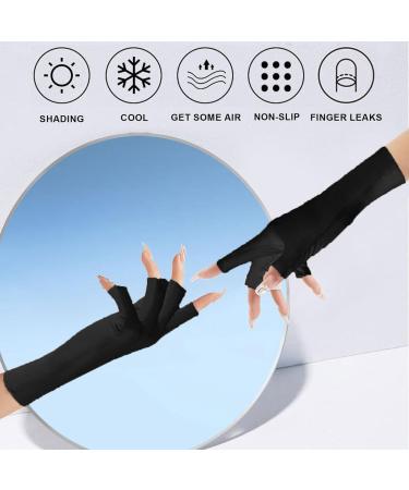 Uv Glove for Gel Manicures Breathable Uv Protection Gloves UPF50+ Fingerless Manicure Gloves for Nail Art Supplies White Black - Buy Online on GoSupps.com