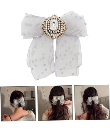 minkissy Hairpin Large Barrettes Ribbon Back Hair Bowknot Clip Alligator Barrettes Bow Hair Clip Hair Jaw Clips Ribbon Hair Pins Korean Hair Claw Pearl Gray Makeup Wedding Girl - Buy Online on GoSupps.com