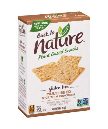 Back to Nature Gluten Free Crackers, Non-GMO Multi-Seed Rice Thins, 4 Ounce