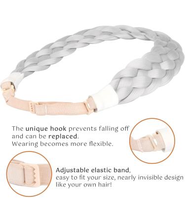 BOBIYA 5 Strand Synthetic Hair Braided Headband Classic Chunky Wide Plaited Braids Elastic Stretch Hairpiece for Women Girl (Light Gray) - Buy Online on GoSupps.com