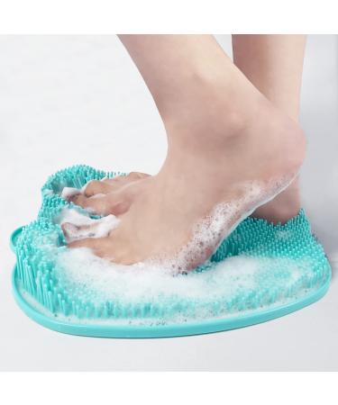 AMOBON Shower Foot Scrubber Mat with Non-Slip Suction Cups  Foot Scrubbers for Use in Shower  Silicone Foot Brush Washer Cleaner Massage for Dead Skin Remover Improves Foot Circulation(Green) Greenmat