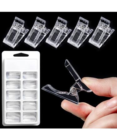 100PCS Dual Nail Forms + 10PCS Nail Tip Clips Clear Clamps (Full Cover Tips For Quick Building Poly Gel Nail Art) INNA-Beauty