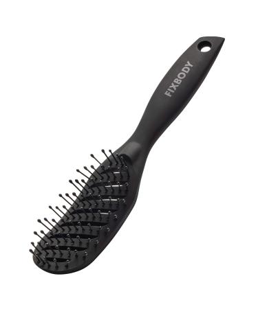 FIXBODY Curved Vent Hair Brush for Blow Drying  Styling and Solon  Detangling Hair Brush for Short Thick Tangles Hair  Both Men and Women  Black