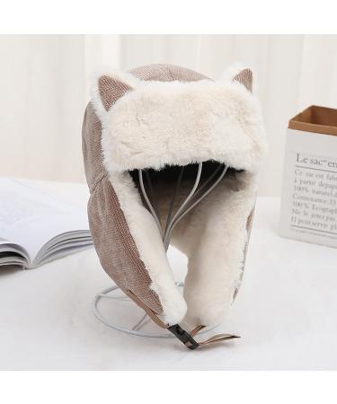 Women's Cute Cat Ear Russian Winter Hat - Warm Earflap Earmuff, Black - Buy Online on GoSupps.com