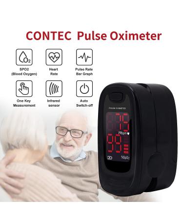 CONTEC CMS50M Pulse Oximeter - Fingertip Blood Oxygen Monitor with LED Display - Black - Buy Online on GoSupps.com