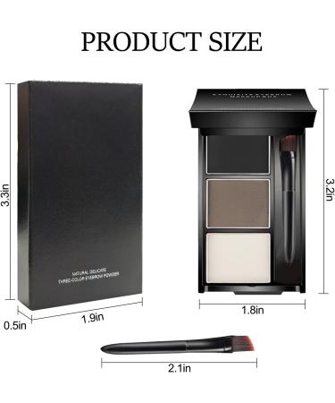 Erinde Eyebrow Powder Makeup Palette 3 Colors Brow Powder Palette w/ Brush Dark & Light Brown Eyebrow Tinted Powder Filler to Shape Natural Eyebrows Long-Lasting Waterproof Eyebrow Makeup Kit #Black Brown - Buy Online on GoSupps.com