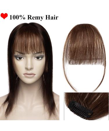 Clip In Bangs - 100% Remy Real Hair Medium Brown Extensions | Natural Smooth Fringe | Air Pony Hair Part #4 - Buy Online on GoSupps.com