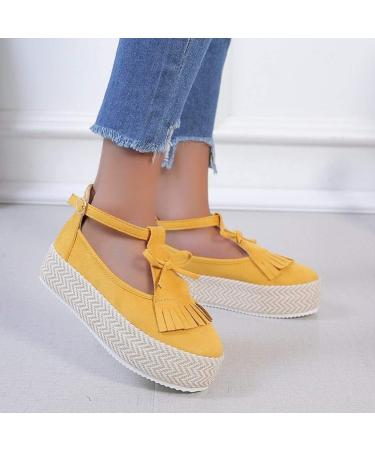 Shop Stylish Women's Summer Sandals - Suede Platform with Tassel & Ankle Strap | Vintage Red Heels for Beach Fashion - Buy Online on GoSupps.com