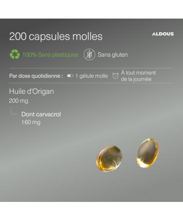 Huile d'origan en g lules avec 160 mg de carvacrol - 200 g lules - 1 par jour - Renforcement naturel du syst me immunitaire - Bien- tre digestif et antioxydant - 80% de carvacrol - Sans additifs - Buy Online on GoSupps.com
