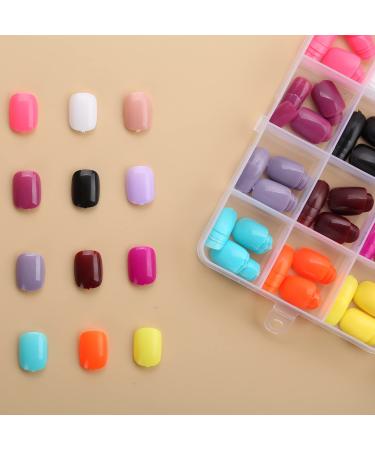 288pcs Short Fake Acrylic Nails Set with Glue - Glossy Full Cover False Nails for Women - 12 Colors Short Stick On Nails - DIY Home Nail Art Kit - Buy Online on GoSupps.com