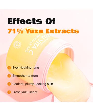 LALARECIPE Yuzu Vitamin C Toner Pads 71% Yuzu Extract with 5% Niacinamide & 12 Vitamins Exfoliating with Glutathione AHA PHA For All Skin Types Korean Skin Care 80 Pads (5.07 Fl Oz) - Buy Online on GoSupps.com
