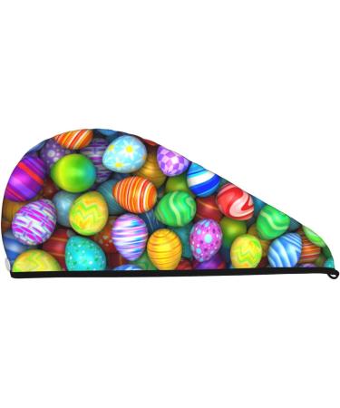 Colorful Easter Eggs Microfiber Hair Towel Wrap - Soft Super Absorbent Coral Velvet for Long Curly & Thick Hair | Quick Dry Towel for Women - Buy Online on GoSupps.com