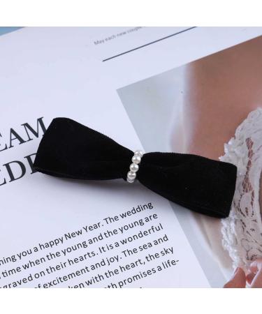 Yheakne Vintage Satin Bow Hair Clip Black Velvet Hair Barrette Winter Pearl Hair Holder Clip French Bow Barrette Headwear Bowknot Hair Accessories for Women and Girls Gifts - Buy Online on GoSupps.com