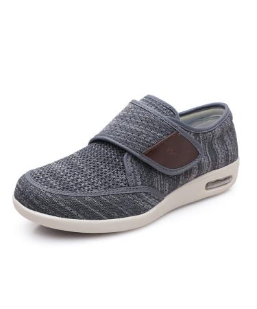 NVBHOF Diabetic Shoes for Man Elderly Swollen Feet Non-Slip Air Cushion Bottom Fattening and Widening Shoe Extra Wide Orthopaedic Comfort Shoes Give Parents Gifts to Make The Elderly Healthier 9 Dark Grey