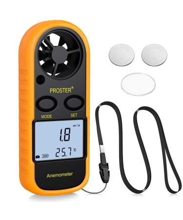 Proster windminder digital lcd wind speed meter gauge air flow speed measurement thermometer with backlight for windsurfing kite flying sailing surf fishing uz.Orange