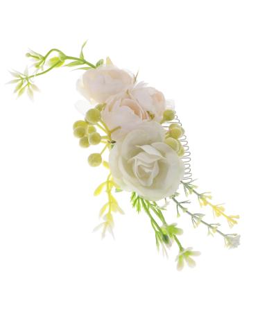 Angoily Rose Hair Comb Bridal Accessories Wedding Headpiece Prom Hair Clips Hair Accessory for Women Flower Headpiece Tiara Hair Combs for Wedding Silk Cloth Hairpin Bride Pink