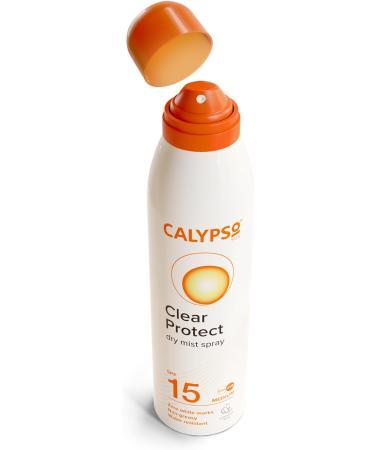 Calypso Clear Protect Dry Mist Spray SPF15 | Water Resistant sun spray | Non-greasy sun protection | Continuous Spray | 175ml 175 ml (Pack of 1) - Buy Online on GoSupps.com