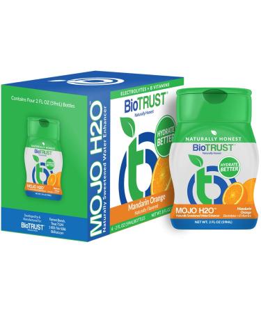 Mojo H2O Natural Water Enhancer Drops, with B Vitamins and Electrolytes, Energy Support, Sugar-Free, Zero Calories, No Artificial Sweeteners, Naturally Flavored and Sweetened (Mandarin Orange, 4 pk)
