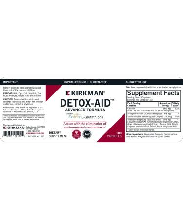 Kirkman Detox-Aid Advanced Formula - 100 Capsules | Antioxidant Support | Remove Toxins | Hypoallergenic - Buy Online on GoSupps.com