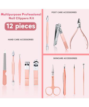 HBBLIE 12-Piece Stainless Steel Manicure Set for Women/Men - Professional Pedicure Kit and Nail Clippers - Portable Travel Grooming Tools - Buy Online on GoSupps.com