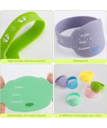 12 Pcs Baby Bottle Labels for Daycare - Reusable Silicone Name Bands with Marker Pens | Waterproof Day Care Essentials in Dog Design - 6 Colors - Buy Online on GoSupps.com