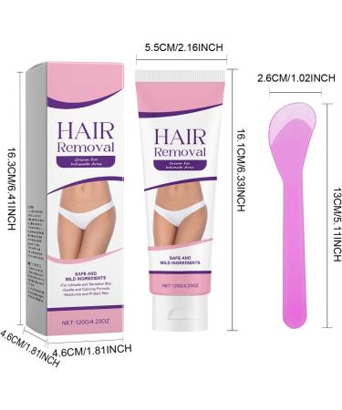 Hair Removal Cream for the Pubic Area Lotion with Spatula 120 Grams - Hair Removal Cream for Bikini Area | For Intimate Areas Legs Underarms Back and Bikini Lines - Buy Online on GoSupps.com
