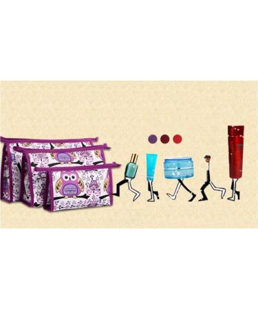 XICHEN 3 in 1 Zippered Cosmetic Bag - Owl Purple | Durable Vacation Bathroom Storage (3 Sizes) - Buy Online on GoSupps.com