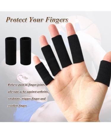 Whale Finger Sleeves Protectors - 10Pcs Elastic Thumb Brace Supports for Basketball & Golf | Arthritis Pain Relief Premium Quality Finger Sleeves (Black Set - Buy Online on GoSupps.com