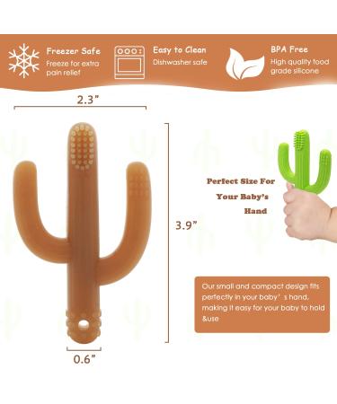 Cactus Baby Teething Toy Toothbrush | Self-Soothing Pain Relief Silicone Teether for Babies, Toddlers & Infants | BPA-Free Organic Teething Toy | 6+ Months - Buy Online on GoSupps.com