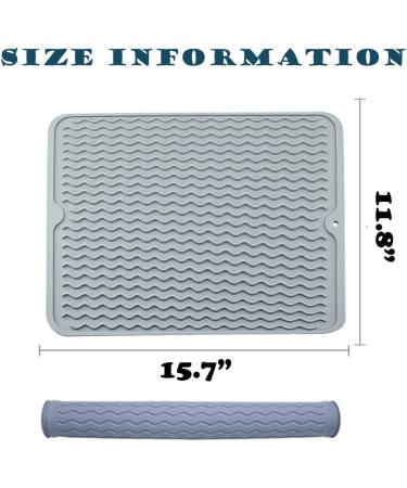 Silicone Pet Feeding Mat - Waterproof Anti-Slip Placemat for Dogs and Cats - Raised Edges to Prevent Spills - 15.7x11.8 Light Grey - Buy Online on GoSupps.com