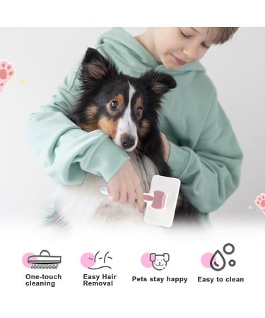 Self-Cleaning Cat Brush for Short-Haired Cats | Pet Grooming Brush with Grip - Ideal for Long & Short Hair (Pink) - Buy Online on GoSupps.com