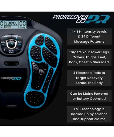 ProRecover EMS Foot Massager & Tens Machine for Pain Relief & Muscle Recovery - Circulation Blood Booster for Feet and Legs - 99 Intensity Levels & 24 Massage Patterns - Buy Online on GoSupps.com