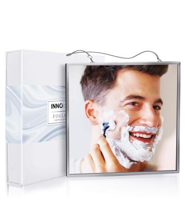 InnoBeta Fogless Shower Mirror for Shaving & Facial Cleansing, Anti-Fog Shower Mirror with Larger Size (6.7 x 6.7), Easy to Use, Shatterproof Glass, 2 Chains Included