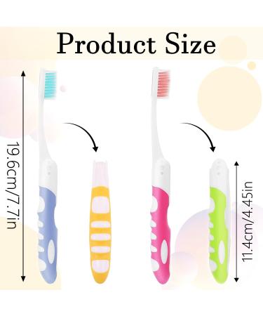4-Part Travel Toothbrush Set - Portable Folding Toothbrush with Soft Bristles in Green Pink Yellow & Blue | Ideal for International Travel - Buy Online on GoSupps.com