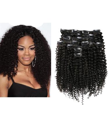 Mila 18inch/45cm clip in extensions real hair hair extension Brazilian virgin kinky curly real hair natural black 1b 7 tresses 120gram 18 "/45cm