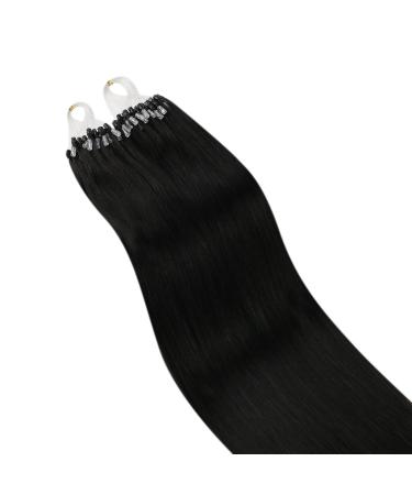 Ugeat Real Hair Microring Extensions - 40cm Micro Loop Black Hair Extensions | 50g with 50 Highlights | Premium Quality #1B - Buy Online on GoSupps.com