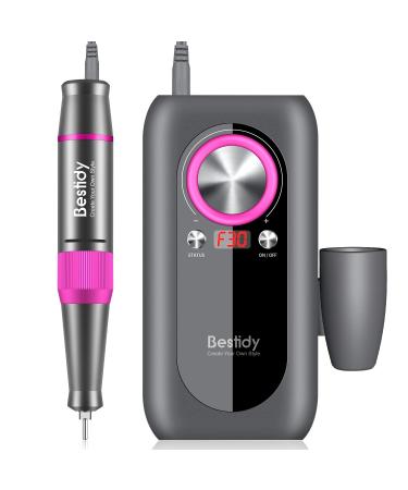 Bestidy Nail Drill Machine 30000rpm Professional Rechargeable Nail Drill Kit with Phone Power Bank Portable Electric Acrylic Nail Tools for Exfoliating Grinding Polishing (Gray)