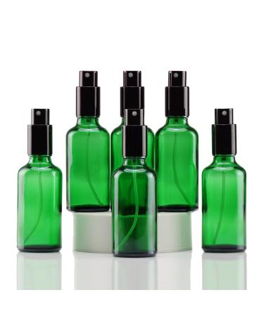 Yizhao green spray bottle glass 50ml spray bottle small glass with atomizer for essential oils cosmetics pharmacists cleaning aromatherapy massage hair-6PCs 50ml-6 green