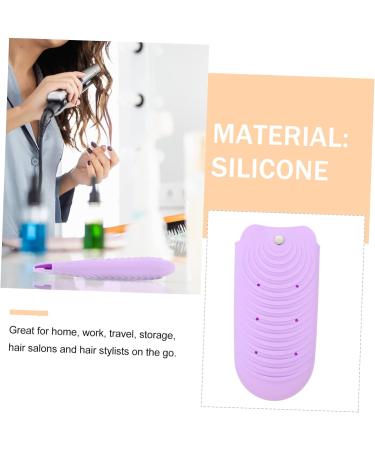 Heat Resistant Hair Curler Insulation Pouch - Silicone Travel Storage Bag for Curling Iron - 20x10cm Purple - Buy Online on GoSupps.com