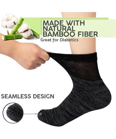 Wide Non-Binding Bamboo Diabetic Circulatory Socks 3 Pack - Large/X-Large - Black Grey - 3 Pairs Ankle - Buy Online on GoSupps.com
