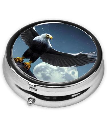 Buy Eagle Under The Stars Round Pill Box - 3 Compartment Portable Travel Organizer for International Shipping - Buy Online on GoSupps.com