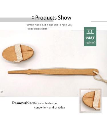 Premium Long Stem Back Brush with 2 Brush Heads - Natural Bristles Body Peeling Shower Brush for Dry Skin & Bathing - Removable Handle for Easy Use - Buy Online on GoSupps.com