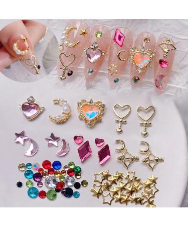 Dornail 3D Star Moon Nail Charms | Colorful Heart Rhinestones | Nail Gems for Nail Art | Geometry Rhinestone Decorations | Nail Kit 1 Box - Buy Online on GoSupps.com